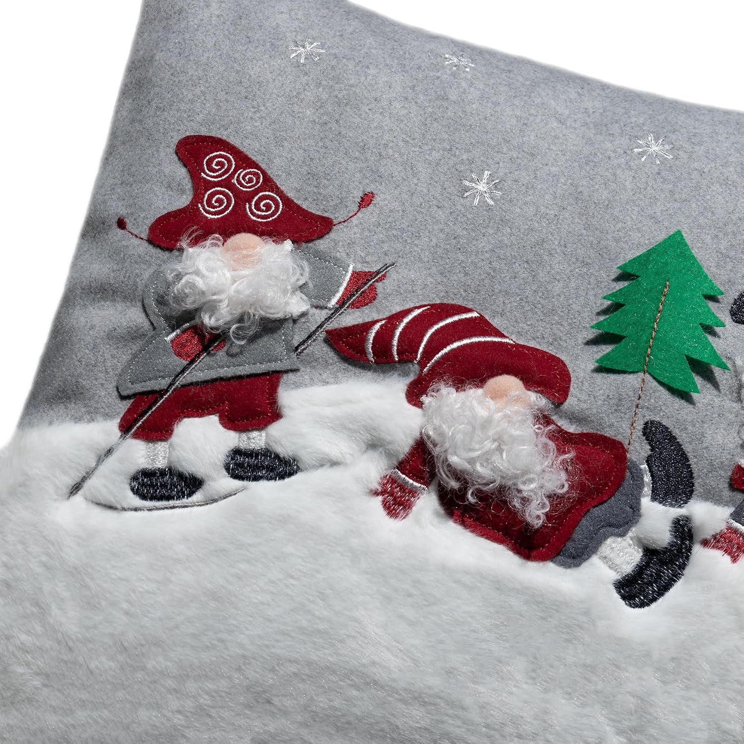 VG|5santa-gray|Decorative Christmas Santa Gnome Throw Pillow Cover Holiday Design