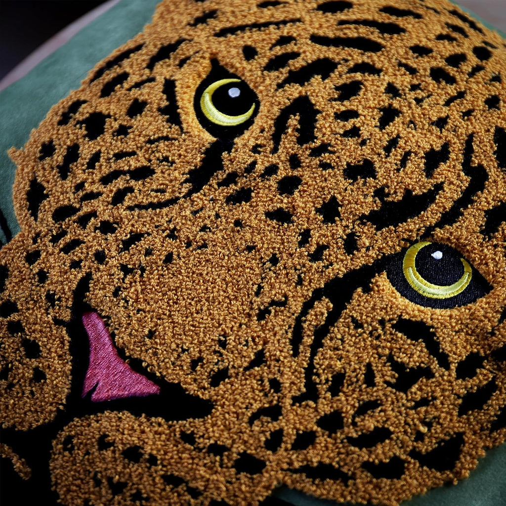 VG|leopard-head|Embroidered Decorative Throw Pillow Cover