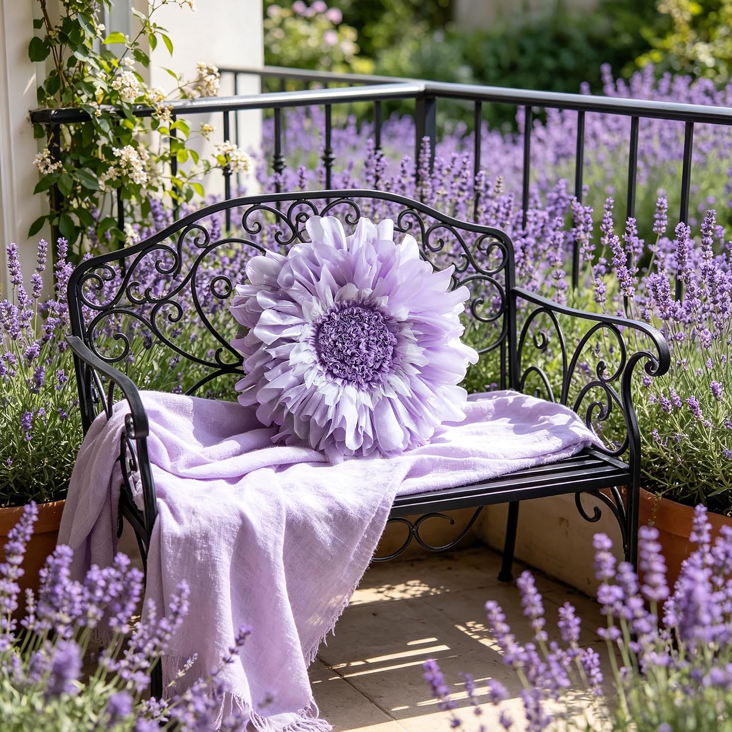 VG|lavender|Decorative 3D Flower Shaped Throw Pillow