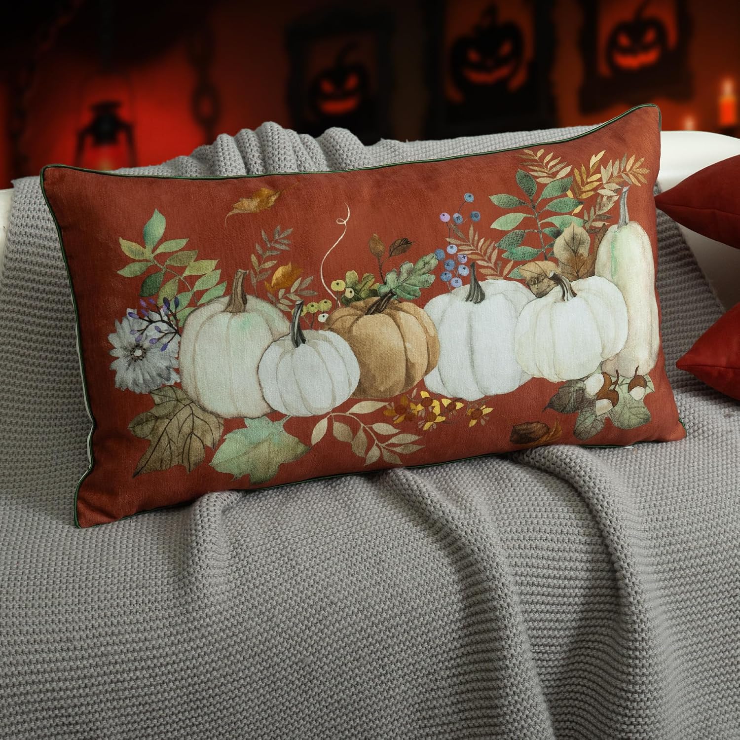 VG|rust-orange|Sunflower Throw Pillow Cover, White