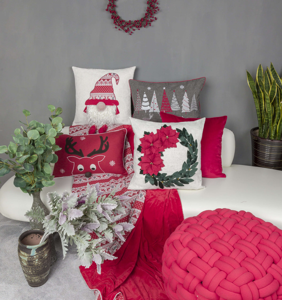 Embroidery Christmas Gnomed Pillow Case
