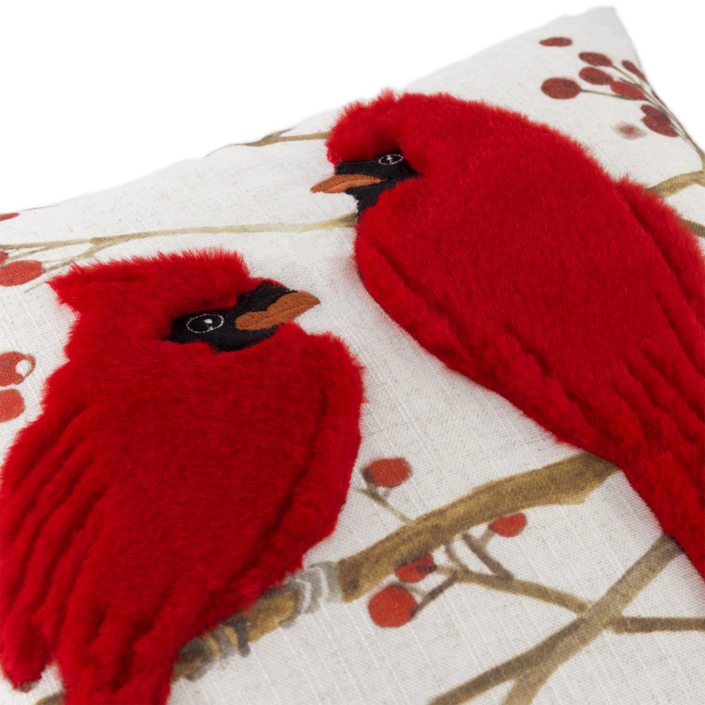 Christmas Cardinals Throw Pillow Cover – 18 × 18 in