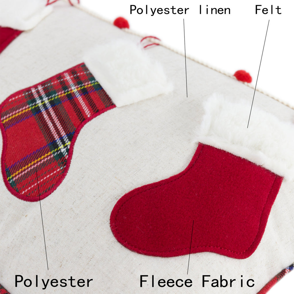 Christmas Stockings Applique Lumbar Pillow Cover – 12 × 20 in