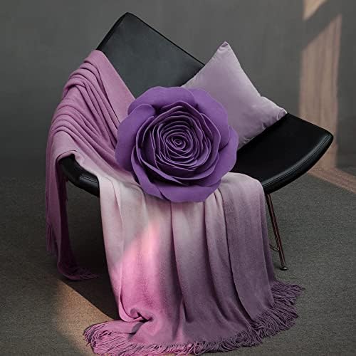 3D Rose Flower Throw Pillow Cover