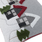 Embroidered Winter Village Lumbar Pillow Cover